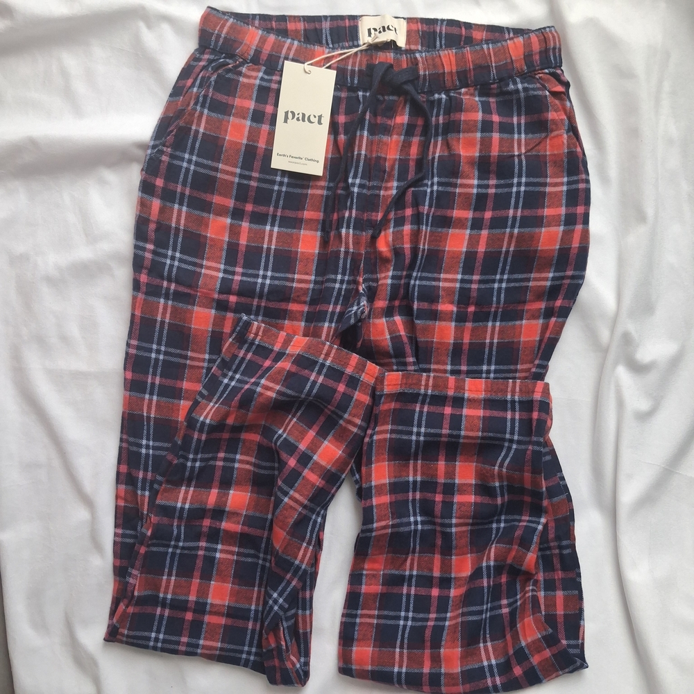 Pact Organic Red and Blue Plaid Pajama Pants